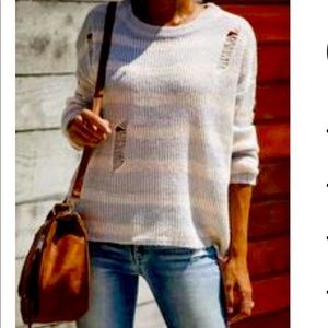 NWT (FROM VICI) ovrsized Baby Blue & Cream Striped Sweater…